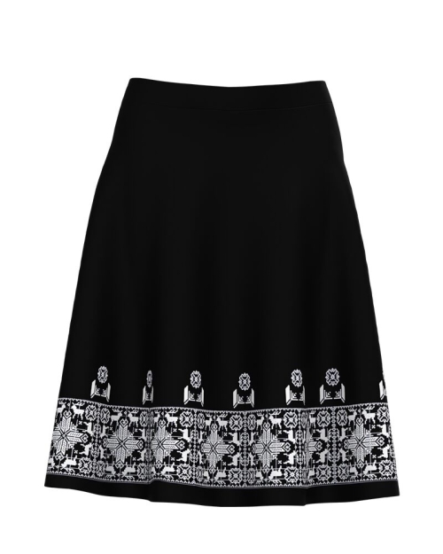 Fusta neagra imprimata cu model floral traditional CMD4518
