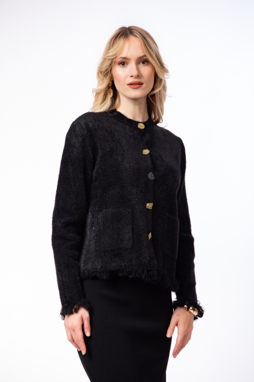 Jacheta neagra tricotata - Img 3
