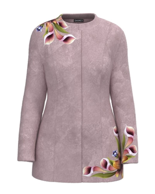Palton dama lila elegant si calduros imprimat Floral CMD1469