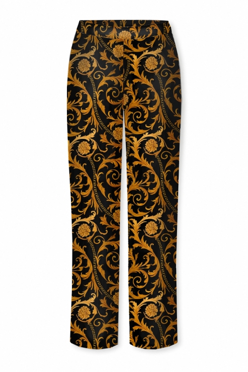Pantaloni drepti din crepe imprimati Baroc
