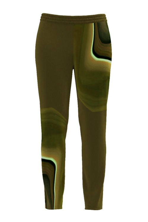 Pantaloni kaki cu imprimeu abstract din catifea cu buzunare CMD461 - Img 2