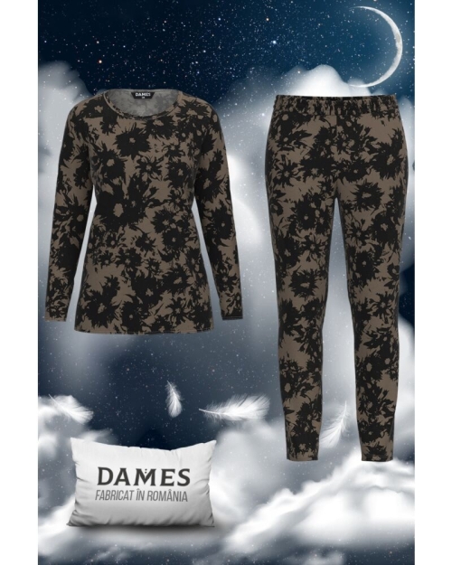 Pijamale de dama chic cu imprimeu floral CMD1575