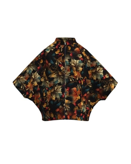 Poncho elegant din stofa multicolora imprimat cu model floral CMD3566 - Img 1