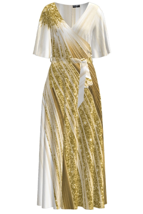 Rochie alba lunga eleganta de seara imprimata digital CMD1068 - Img 2