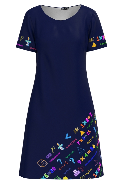 Rochie bleumarin casual de vara cu maneca scurta