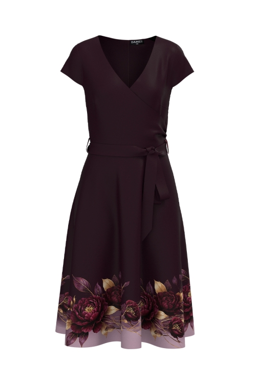 Rochie bordo inchis eleganta de vara cu maneca scurta