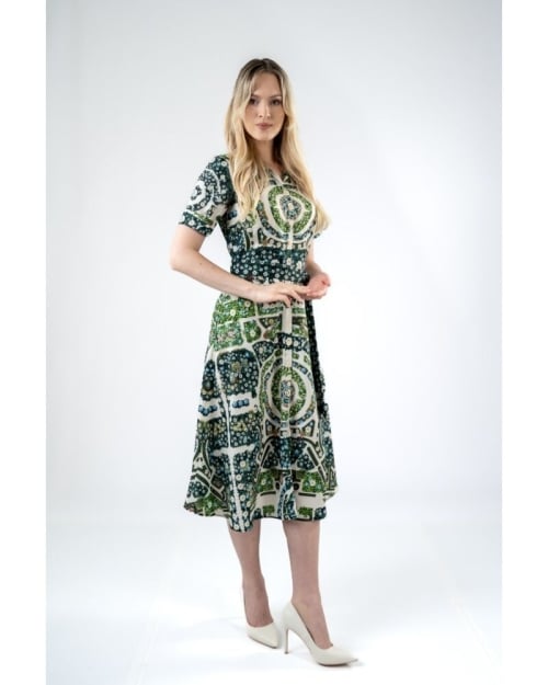 Rochie camasa cu maneca scurta imprimata gradinile Versailles SS24 - Img 5