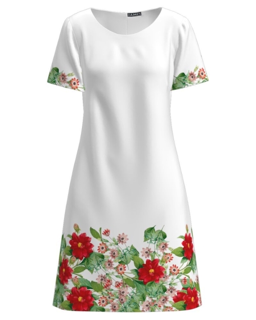 Rochie casual alba imprimata cu model floral CMD3218 - Img 1
