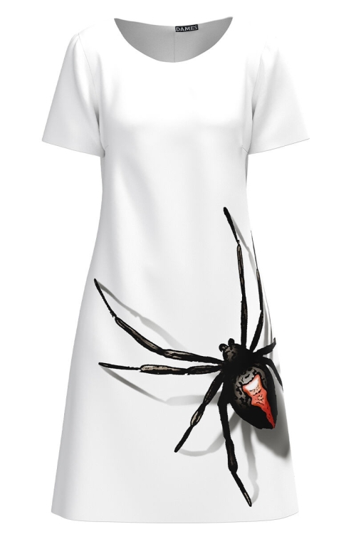Rochie casual alba imprimata cu model Paianjen CMD2948