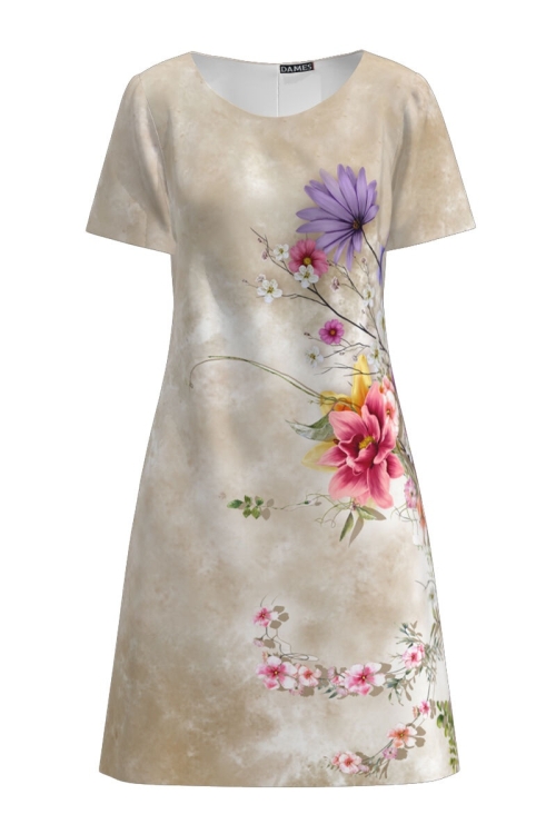 Rochie casual bej imprimata cu model Floral CMD831 - Img 2