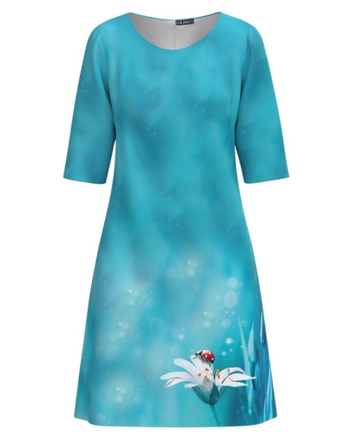 Rochie casual bleu cu imprimeu Buburuza CMD2091 - Img 1