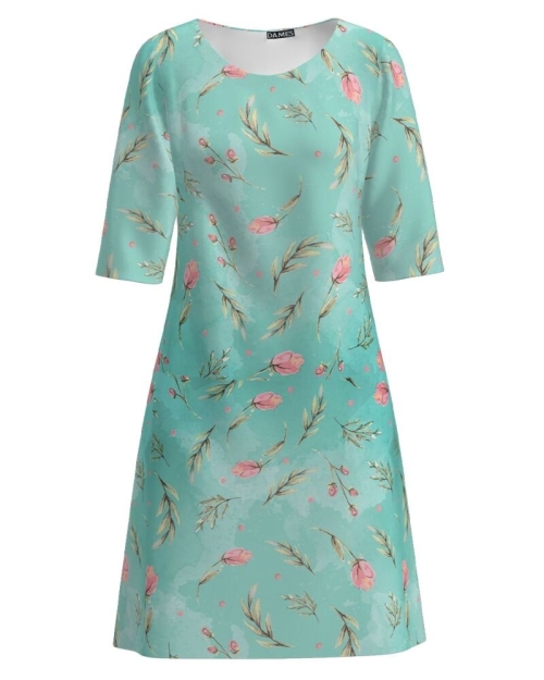 Rochie casual bleu imprimata cu model floral CMD1565 Stoc