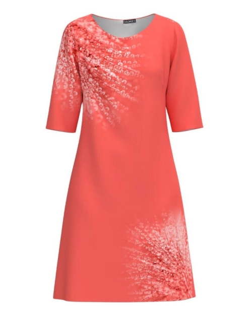 Rochie casual corai imprimata Picaturi de roua CMD3981