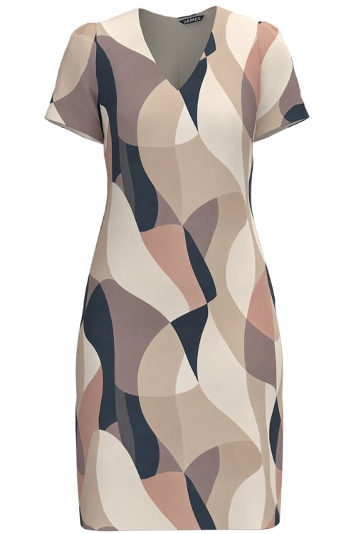 Rochie casual cu decolteu in V imprimata Forme de nisip