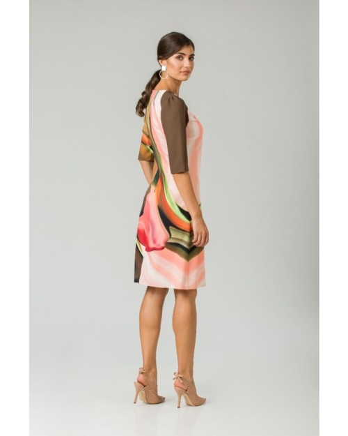 Rochie casual cu maneca imprimata digital abstract CMD163 - Img 6