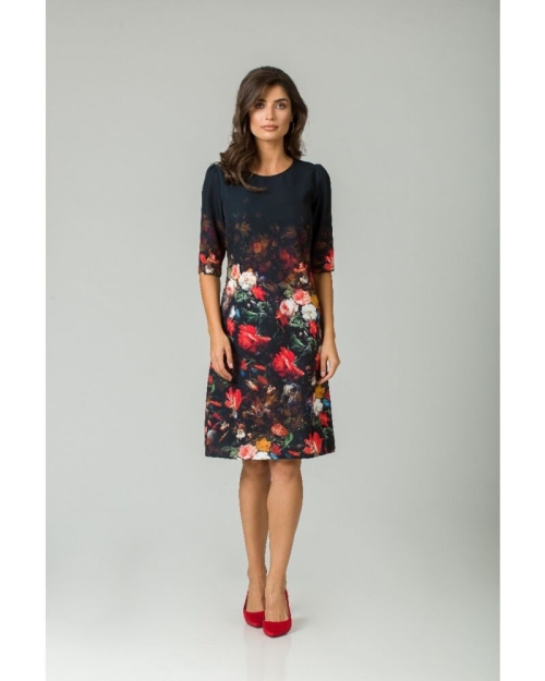 Rochie casual cu maneca imprimata digital floral Buchet CMD201 - Img 3