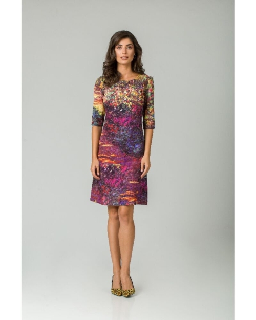 Rochie casual cu maneca imprimata digital model floral CMD155 - Img 2