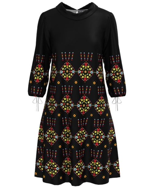 Rochie casual cu maneca trei sferturi imprimata Traditional CMD4952