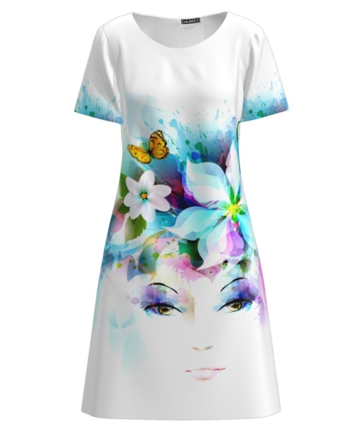 Rochie casual de vara cu maneca scurta imprimata cu model realist CMD2502 - Img 1