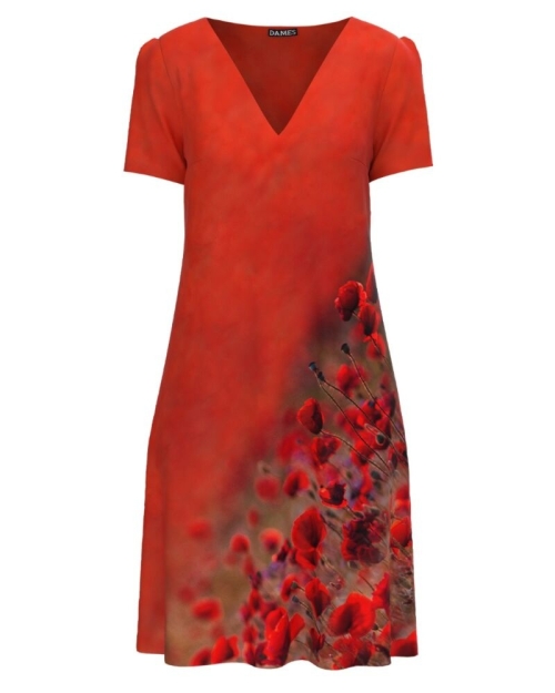 Rochie casual de vara imprimată Maci CMD2492