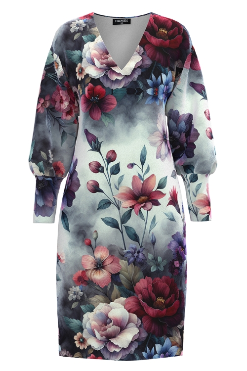 Rochie casual din catifea imprimata cu model floral
