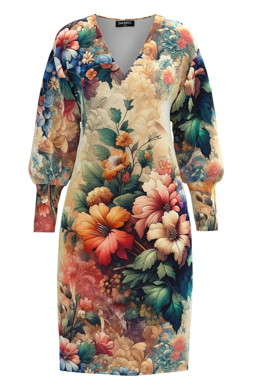 Rochie casual din catifea imprimata Toamna Aurie