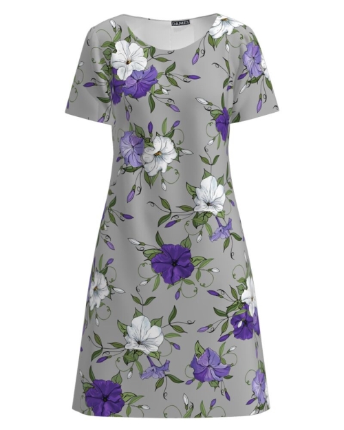 Rochie casual gri imprimata cu model floral Zorele CMD2605 - Img 1