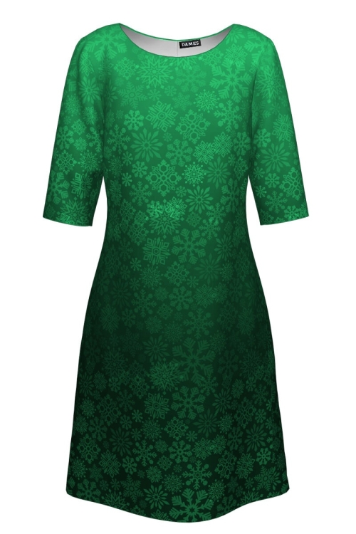Rochie casual imprimata degrade verde de Craciun CMD323 - Img 2