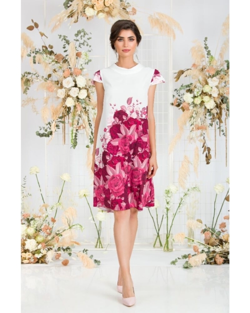 Rochie casual imprimata digital cu model Trandafiri CMD785 - Img 6