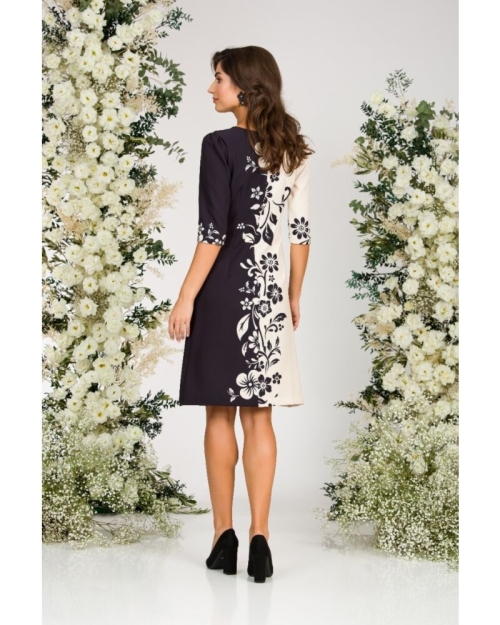 Rochie casual in doua culori imprimata cu model floral - Img 6