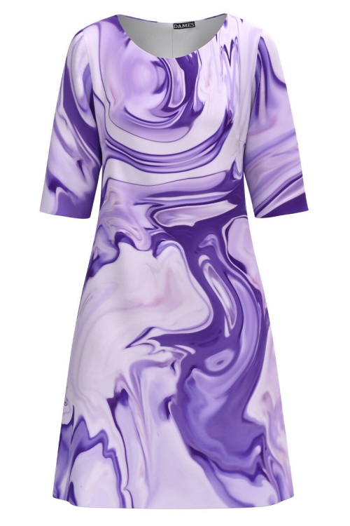 Rochie casual in nuante de mov imprimata abstract CMD1750 - Img 2