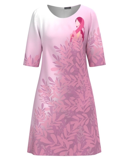 Rochie casual in nuante de roz imprimata cu model floral CMD1801 - Img 1