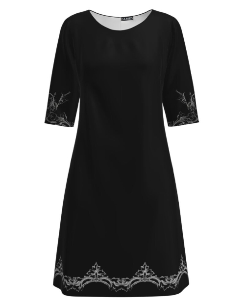 Rochie casual neagra imprimanta cu model floral CMD1349 - Img 1