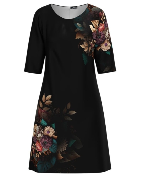 Rochie casual neagra imprimata floral CMD4887