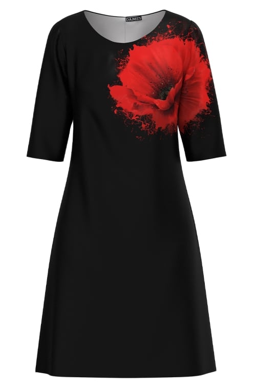 Rochie casual neagra imprimata floral - Img 4