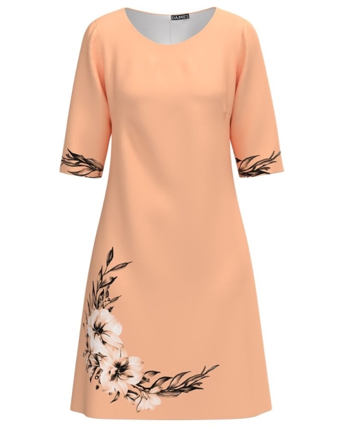 Rochie casual Peach Fuzz imprimata cu model floral CMD4985