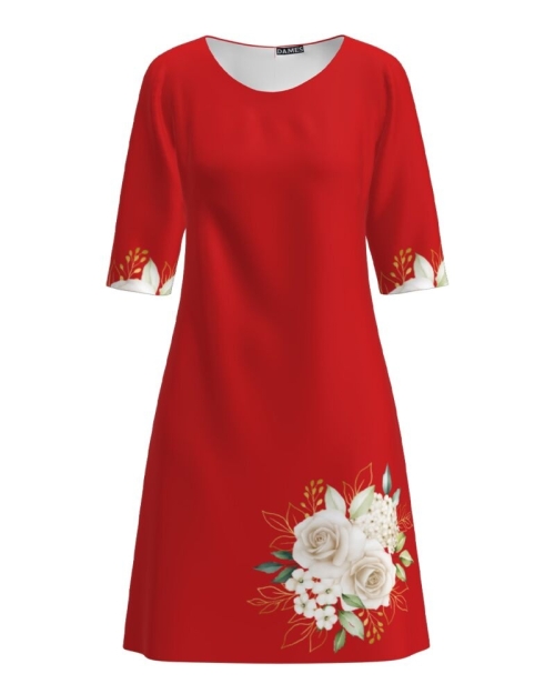 Rochie casual rosie imprimata cu model floral CMD1982 - Img 1