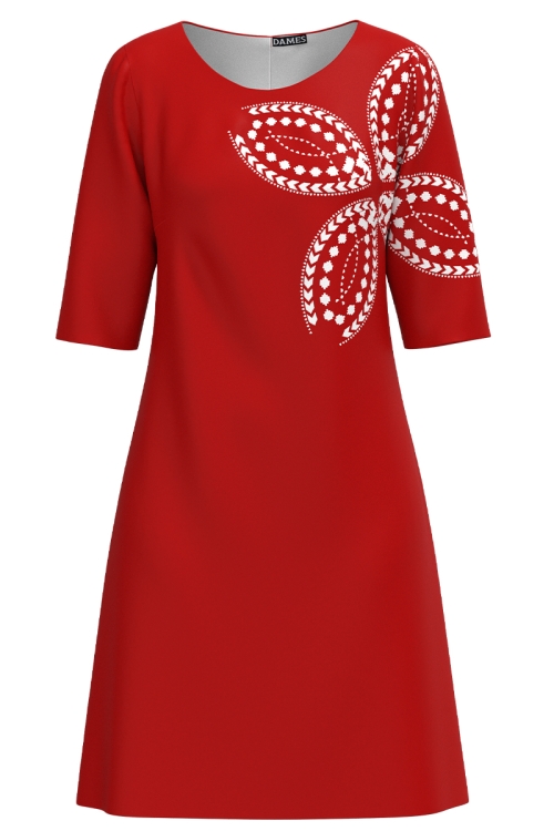 Rochie casual rosie imprimata traditional