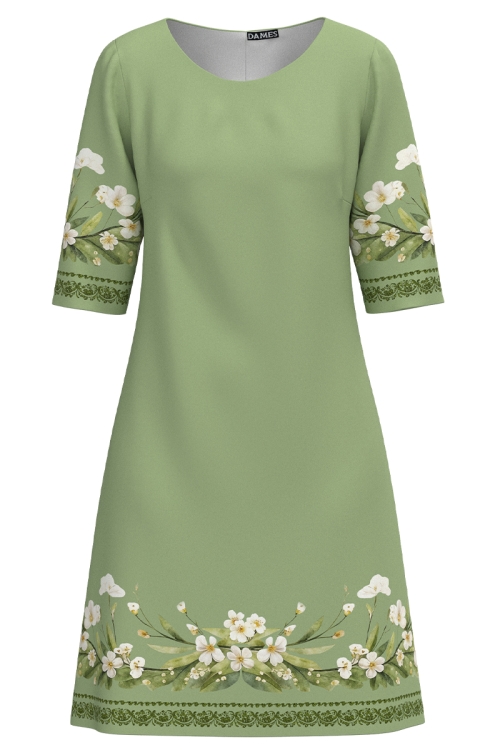 Rochie casual vernil imprimata cu model flori de Iasomie