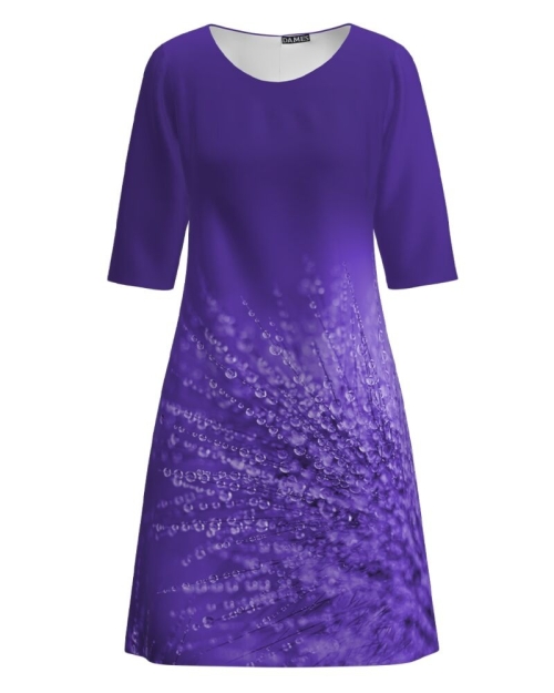 Rochie casual violet imprimata picaturi de roua CMD1832 - Img 1