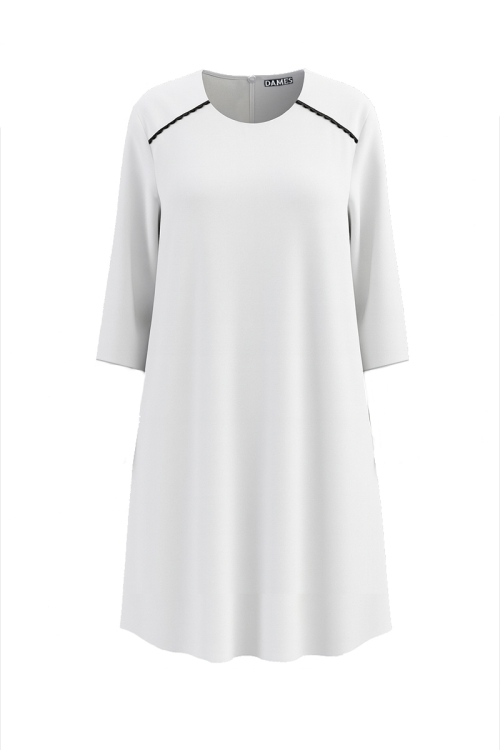 Rochie clos amplu alba si detalii contrast