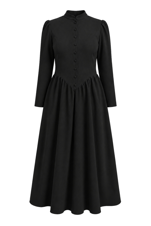 Rochie clos neagra cu maneca lunga si guler tunica