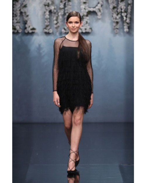 Rochie de seara neagra, cu franjuri SR01 - Img 1