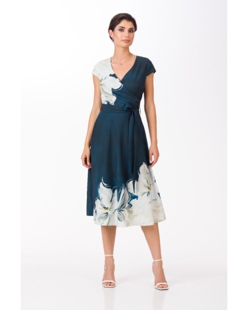 Rochie de vara bleumarin cu maneca scurta imprimata floral SS24 - Img 1