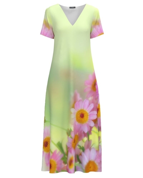 Rochie de vara lunga cu buzunare imprimata cu model floral - Img 1