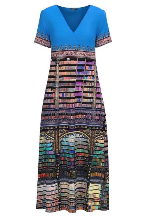 Rochie de vara lunga cu buzunare imprimata digital Carti CMD1024 - Img 2