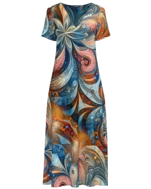 Rochie de vara lunga cu buzunare imprimata multicolor SS24 - Img 1