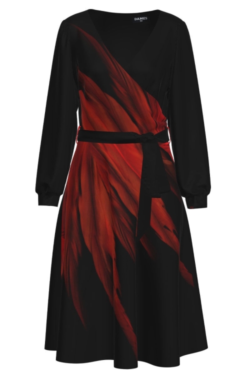 Rochie eleganta cu maneca lunga imprimata abstract CMD1606 - Img 2