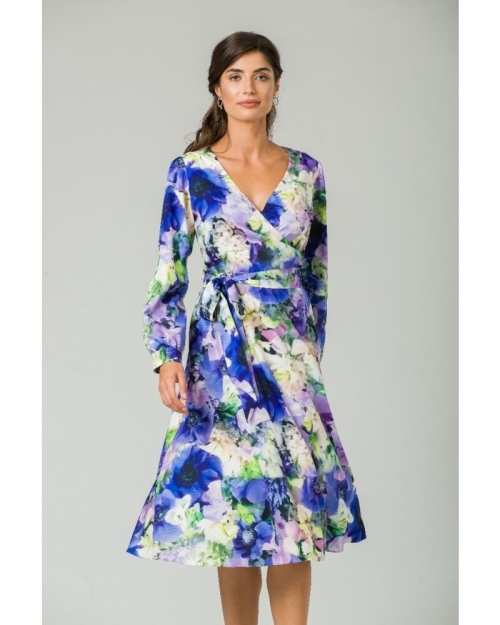 Rochie eleganta cu maneca lunga imprimata floral Anemone CMD235 - Img 5