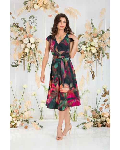 Rochie eleganta de vara cu maneca scurta si imprimeu Floral CMD732 - Img 4